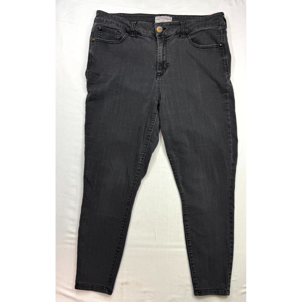 Molly & Isadora Jeans Womens Size 16 Black Cotton Blend Denim Ankle‎ Skinny